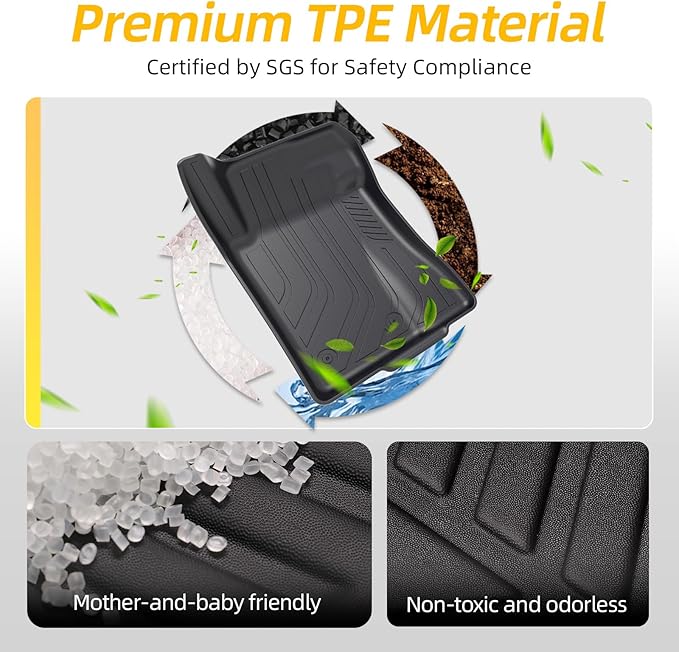 PWY Car Mats for Ford Mustang 2015-2025 2026 (Not for Mach-E), TPE Heavy Duty Automotive Floor Mats, Custom Fit Car Liners, All Weather Floor Liners for Mustang, 4PCS Mustang Interior Accessories