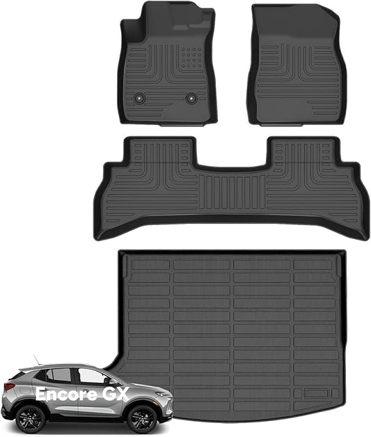 Wayhigh-for Buick Encore GX FWD 2020-2026 (Only Fit Cargo in Upper Deck Position) All Weather Floor Mats and Cargo Liner Set TPE Waterproof Heavy Duty Rubber Floor Liners Encore GX Accessories