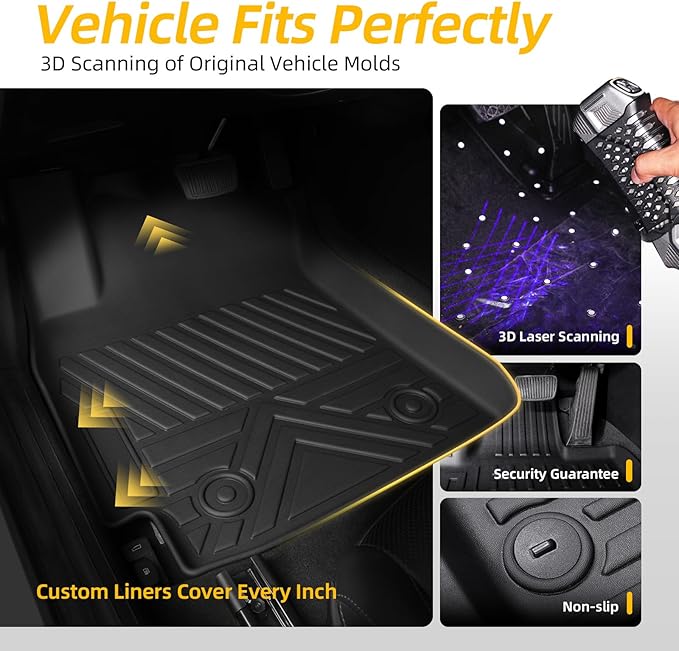 PWY Car Floor Mats for Hyundai Elantra 2021-2025 2026 (Not for Hybrid) / Hyundai Elantra N 2022-2025, TPE Custom Floor Mats, All Weather Automotive Liners, 1st & 2nd Row (3PCS), Car Accessories Set