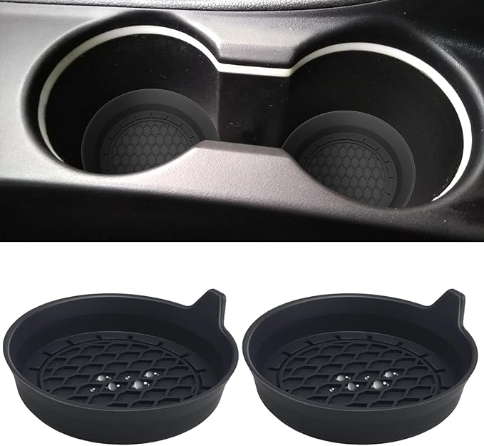 2 PCS Car Cup Coasters, Universal Cup Holder Coaster for Car Accessories, Bling CupHolders Insert for Women Non-Slip Silicone Car Cup Holder Coasters