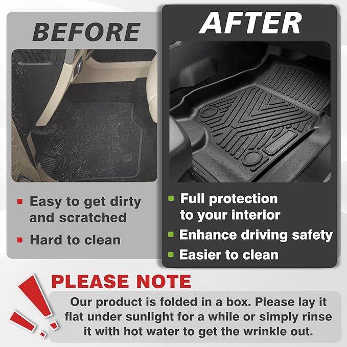 TripleAliners Floor Mats Compatible with Ford 2017-2025 F250/F350/F450 Floor Mats Super Duty Accessories Crew Cab 1st & 2nd Row Floor Liners TPE All Weather Protection Heavy Duty Custom Fit