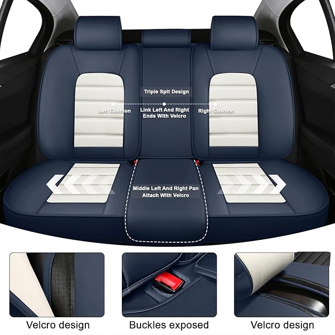 5 Seat Covers for Toyota RAV4 2000-2026 Breathable Car Seat Covers,Anti-Slip Waterproof Car Seat Protectors with Airbag,Automotive Vehicle Cushion with Storage Pockets (Standard,Blue)