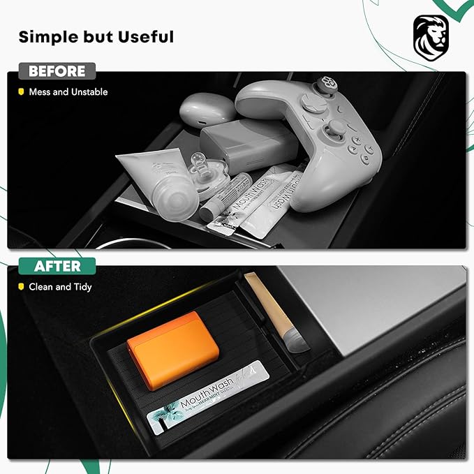 YHTAUTO Center Console Lower Tray Fit 2024 2025 Tesla Model 3 Highland, Center Control Console Lower Bottom Storage Box with Non-Slip Armrest Interior Accessories 1PC