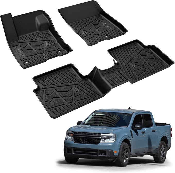 LASFIT Floor Mats for Ford Maverick 2022-2025 2026 (for Gasoline Models Only) All Weather Car Floor Pretoctor TPE Truck Liners for Ford Maverick Gas, 1st & 2nd Row Black