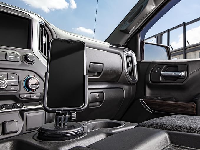 WeatherTech CupFone with Solid Billet Aluminum Knobs - Rose Gold, Adjustable Phone Holder for Smartphones, 360 Rotatable Base, Easy Charging Access