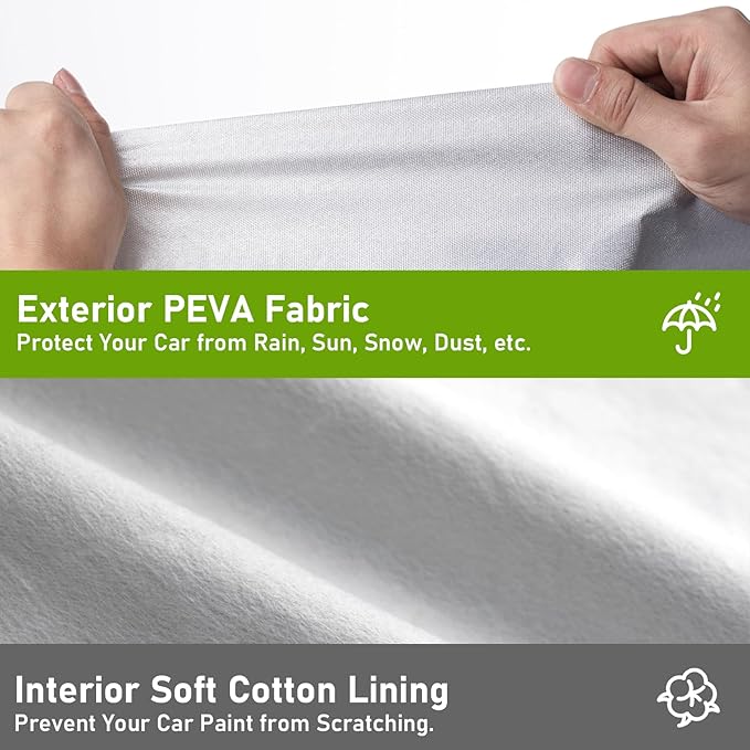 Favoto Car Cover All Weather - for Jeep Wrangler 2 Door Waterproof 6 Layers Heavy Duty Outdoor UV Rain Snow Protection with 4 Windproof Straps Zipper Universal Fit for Jeep (167"-177")