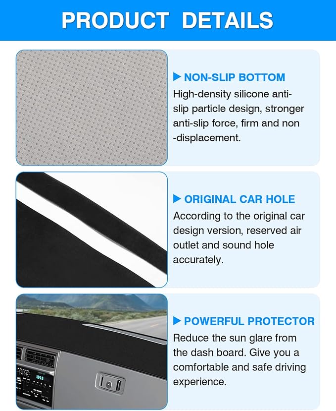 Autorder Dashboard Cover Mat for 1986-1993 Chevy Chevrolet S10 Blazer/GMC S15 Jimmy Sonoma/1991-1994 Oldsmobile Bravada Accessories Dash Cover Flannel Dash Mat Sunshade Glare UV Rays Protector