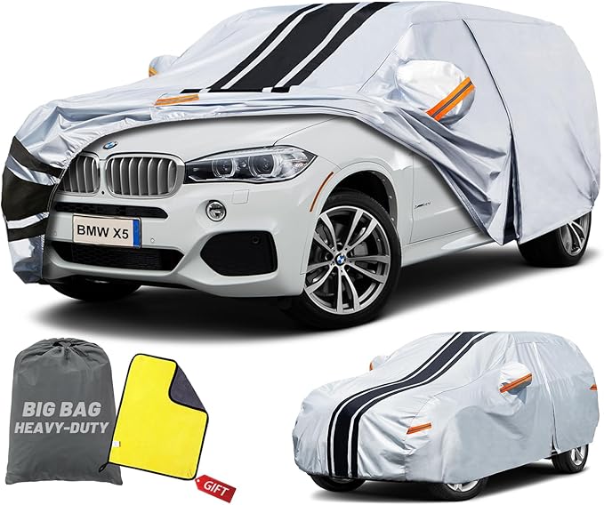 [2025 Upgrade] SUV Car Cover Custom Fit for BMW X5 (2007-2025), Waterproof All Weather for Automobiles Full Exterior Cover Rain Sun Snow UV Protector.