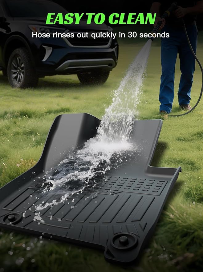 TPE All-Weather Floor Mats for Santa Fe 2024 2025 (Not for Hybrid)| Custom Fit Heavy Duty Truck Floor Liners | Front & Rear Row Protection | Durable, Odorless (4-Piece Set, Black)