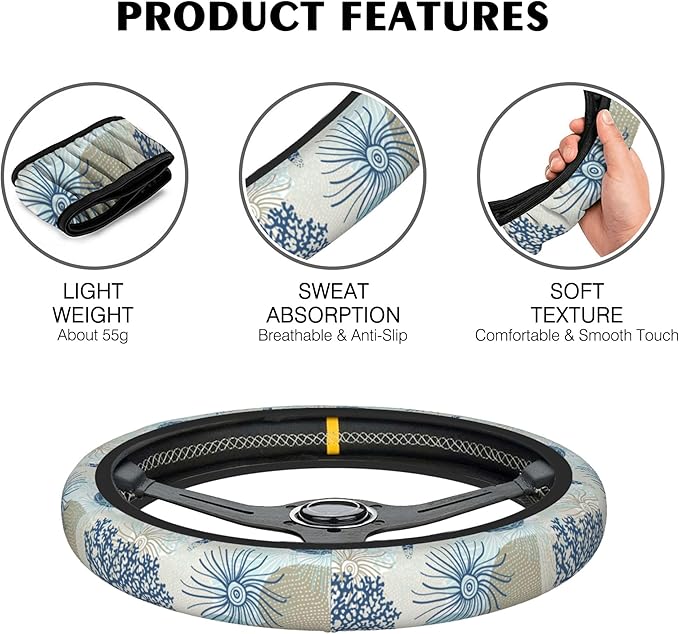Tropical Butterflies and Plants Steering Wheel Covers Universal 15 Inch Car Wheel Cover,Anti-Slip Breathable Car Accessories Protector Fit for Trucks,Sedans,SUVs,Vans