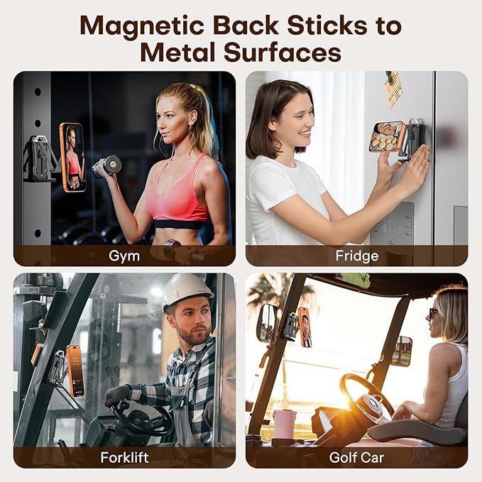 OMOTON 360°Rotating for MagSafe Tripod Mount, Adjustable Aluminum Magnetic Phone Tripod for iPhone 17/16/15/14 Pro Max Air, Foldable Cell Phone Stand Fits Vlog, Gym, Travel Essentials Accessories