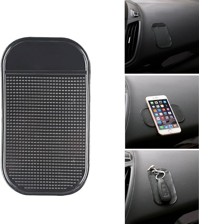 Anti-Slip Pad, Bysameyee Anti-Slide Fixate Sticky Mat for Car Dashboard, Silica Gel Non-Slip Pads for Radar Detector Cellphone, Pad, Keys,Glass, Mirrors, Whiteboards, Metal (Black, 5 Packs)