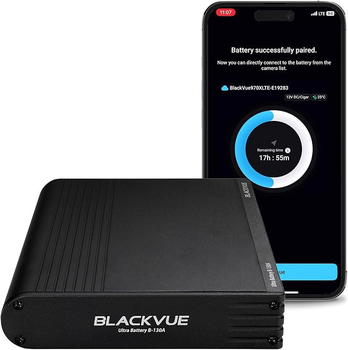 Blackvue B-130A Ultra Battery - Fast Charging Dash Cam Battery Pack, 12V/24V, USB Power, Smart App & Cloud Monitoring, Exclusively Dashcam