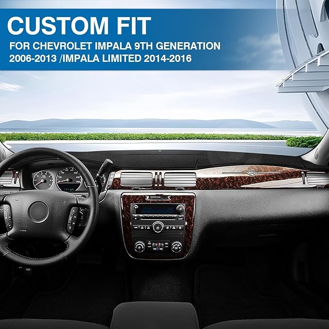 KUST Car Dash Cover for Chevy Chevrolet Impala 2006-2013/Impala Limited 2014-2016 Non-Slip Dashboard Cover Interior Accessories for Impala Custom Fit Dash Mat Sunshade No Glare Black
