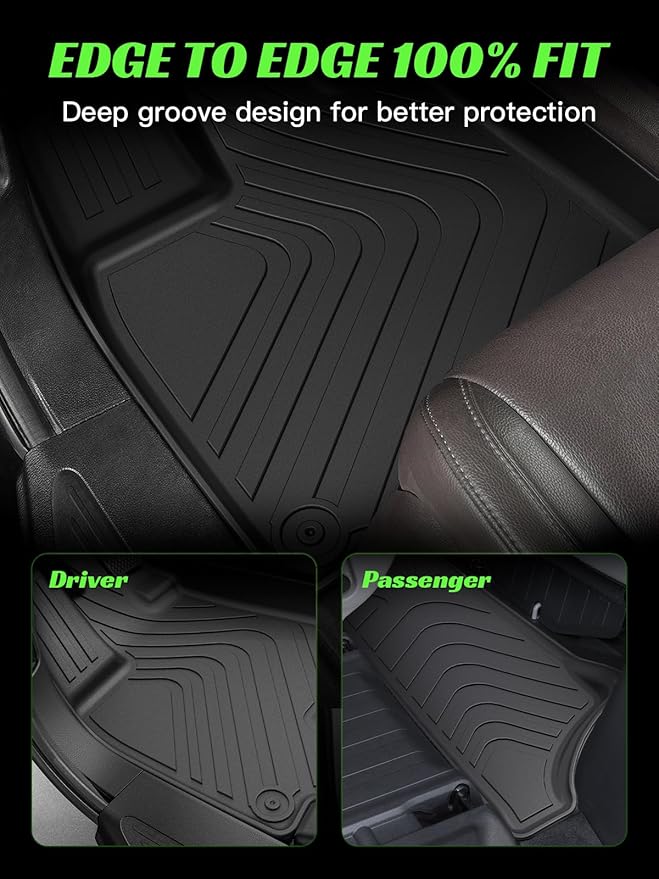 TPE Floor Mats & Trunk Mat for Honda Odyssey 2018-2026 Mini Passenger Van, All Weather Car Floor Liners-1st & 2nd & 3rd Row & Cargo Mat Full Set,Durable, Odorless, Easy to Clean (5-Piece Set, Black)