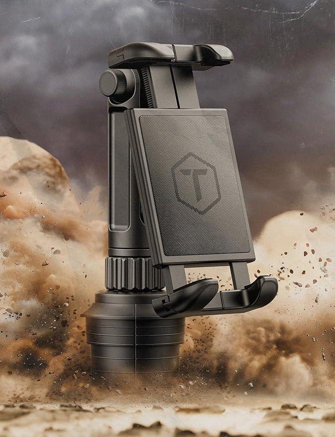 ToughTested Boom Cup Holder Tablet Mount – Heavy-Duty iPad & GPS Car Mount for Cup Holder – 360° Rotating Arm, Fits Tablets Up to 13", Anti-Vibration, Universal for Trucks, SUVs, Vans & Cars