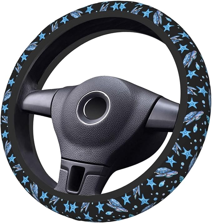 Sea Turtle Steering Wheel Cover for Women Elastic Rubber Steering Wheel Universal 15 Inch Fit for Cars, Auto, SUVs