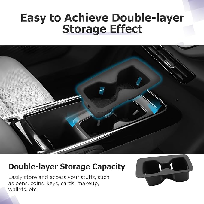 LUWU 2025 VW ID4 Center Console Cup Holder Compatible with 2023 2024 2025 VW ID.4 Limited/Pro/S Limited/AWD Pro/Pro S/AWD Pro S/AWD Pro S Plus Accessories Center Console TPE Material Cup Holder Insert