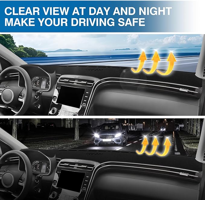 KUST Car Dash Cover for Hyundai Tucson 2022-2024 (ONLY FITS 4.2-inch Digital Instrument Cluster) (Not fits 10.25-inch Digital Instrument Cluster) Polyester Dashboard Cover Non-Slip Dash Mat Black