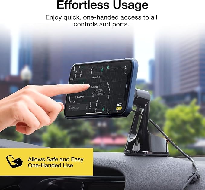 Scosche MPQ5WD MagicMount Pro Charge5 15W MagSafe Wireless Charging Dashboard/Windshield Phone Mount for Car, Magnetic Phone Holder Compatible with iPhone 12/13/14/15/16/Pro/Pro Max, Galaxy, and More