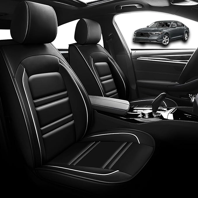 Seat Cover for Honda Accord 2003-2025 | Car Seat Covers Front Seats, Waterproof Seat Protectors, Automotive Front Seat Covers (Front Seat, Black&White Line)