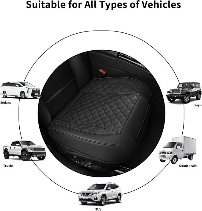 2pcs Car Seat Covers for Upgrade Leather,Car Seat Protector Water Proof Material,No Slip Soft,Side Wrapping,Bottom Seat Covers Universal for Most Automotive,Vans,Trucks,Suvs (Black)