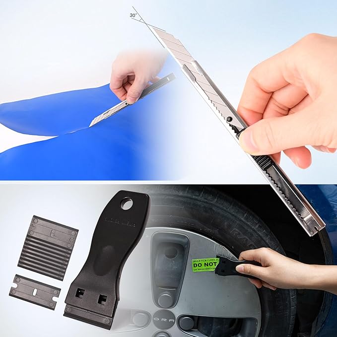 NEWISHTOOL Window Tint Kit Vinyl Wrap Tool Car Tinting Tools for Windshield Back Glass Tinting with Bulldozer Squeegee Scrubber Paddle Rubber Knife for Car Wrapping PPF Film Installation Auto Tint Kit