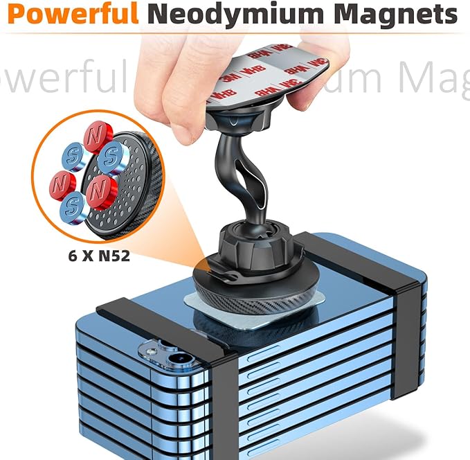 eSamcore Phone Holder for Car - Magnetic Car Phone Mount for Vehicle Dashboard, [Double 360 Adjustable Stand] Cell Phone Automobile Cradles with Strong Magnets for iPhone