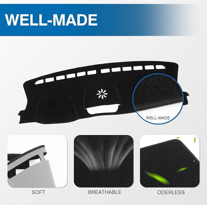 KUST Car Dash Cover for Ford Ranger 2024 2025 2026 (XLz, XLT, Lariat) Polyester Dashboard Cover Non-Slip Interior Accessories for Ranger Custom Fit Dash Mat Sunshade Windshield No Glare Black