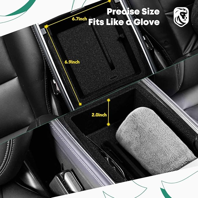 YHTAUTO Armrest Upper Tray Fit 2024 2025 Tesla Model 3 Highland, Center Armrest Storage Box with Sunglass Holder Non-Slip - Flocking Inside Interior Accessories 1PC