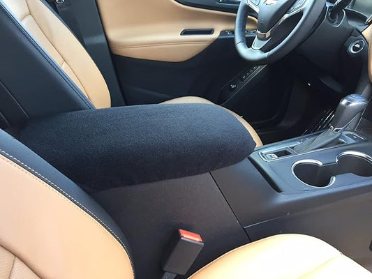 Auto Console Covers- Fits The Chevy Equinox 2018-2024 Center Console Armrest Cover Fleece Fabric (Black)