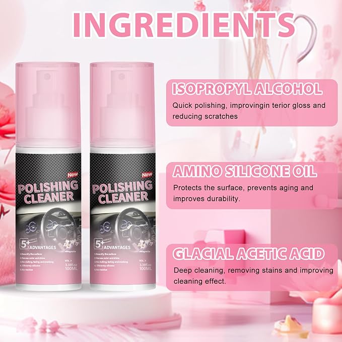 Polishing Cleaner for Car Interior Detailing,Car Interior Cleaner,Vehicle Interior Polish for Rubber, Leather