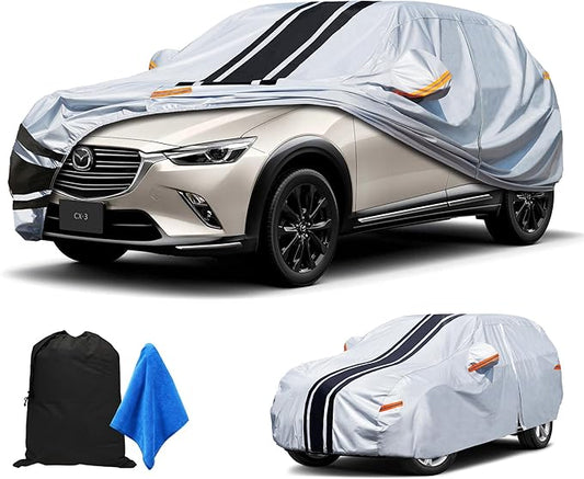 [2025 Upgrade] 10-Layer SUV Car Cover Waterproof All Weather. Outdoor Full Exterior Covers HR-V, Compass, Element, CHR, Mazda CX30 CX-30 Etc. Size A10 (Length UP to 181 inch)