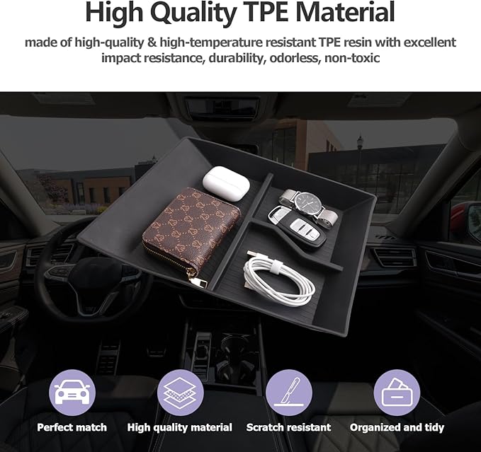 LUWU for 2024 Atlas Center Console Organizer 2024 Atlas VW Armrest Storage Armrest Organizer Insert Tray 2024 VW Atlas Lower Console Organizer Storage Tray 2024 VW Atlas Accessories