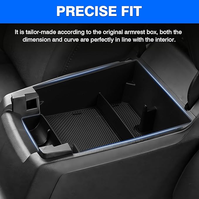 Autorder Center Console Organizer for 2023-2026 Chevy Chevrolet Colorado/GMC Canyon Accessories Armrest Storage Box Secondary Insert Tray with Anti-Slip Mats