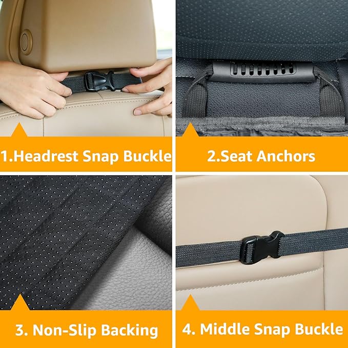 PETICON Waterproof Front Seat Car Cover, Full Protection Dog Car Seat Cover with Side Flaps, Nonslip Scratchproof Front Seat Cover Fits for Cars, Trucks, SUVs, Jeep, Gray (Gray)