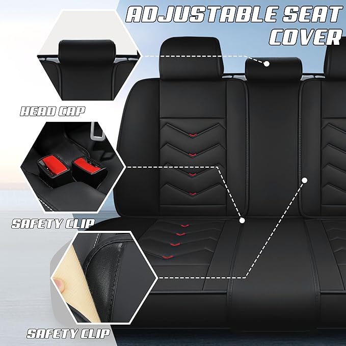 Car Seat Covers Fit for Toyota Camry 2000-2025, Stylish Sport Seat Covers, Waterproof Wear-Resistant Premium Nappa Leather Car Seat Cover.(Full Set/Black)