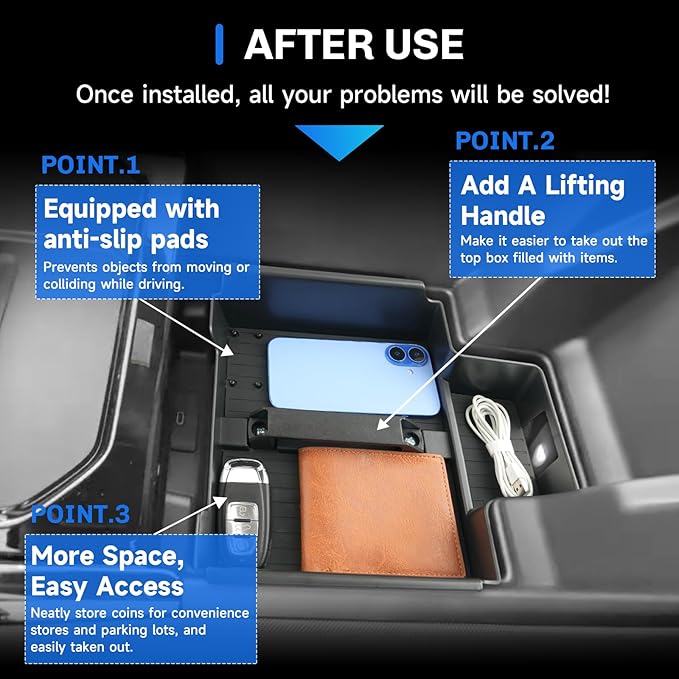 SXCY for 2024 2025 Silverado EV/Sierra EV Center Console Organizer [Not for Sliding Console] 2025 Chevy Silverado EV Accessories Console Tray 2025 Silverado EV/2025 Sierra EV Middle Console Organizer