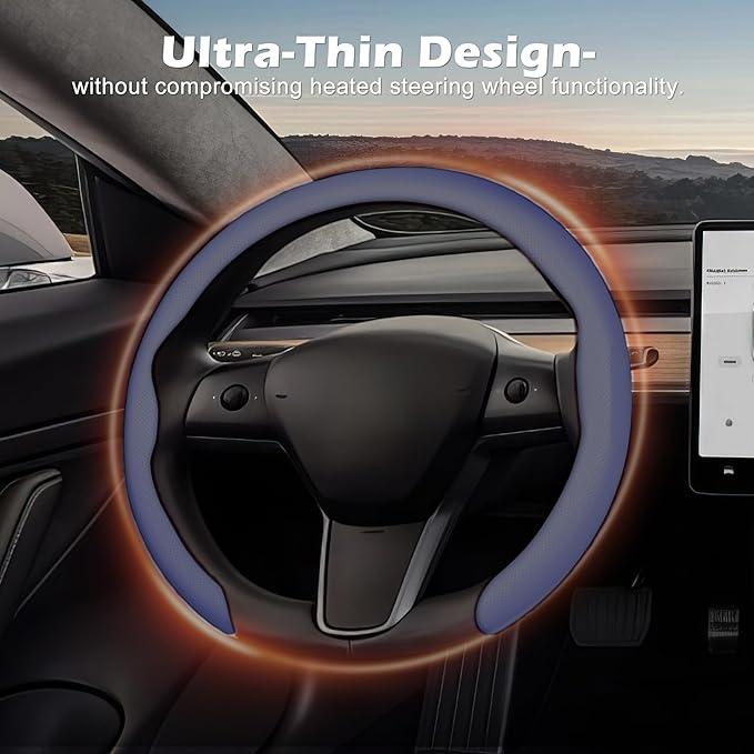 frani Leather Steering Wheel Cover, Universal 15 Inch Premium Non-Slip Steering Wheel Cover Light Purple