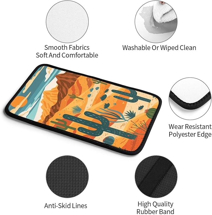 Universal Car Center Console Cushion Pad, Desert Cactus Soft Waterproof Car Center Console Cover Auto Armrest Seat Box Cover Protector for Most Vehicle SUV Truck Car