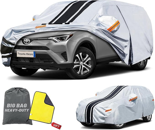 [2025 Upgrade] SUV Car Cover Custom Fit for Honda CRV (1995-2025), Toyota RAV4 (1996-2025), Waterproof All Weather for Automobiles Full Exterior Cover Rain Sun Snow UV Protector.