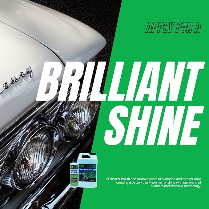 3D Metal Polish – Heavy Duty Car Metal Polish for Aluminum, Chrome, Brass, Copper, Silver – Removes Oxidation, Tarnish & Stains – 16oz – Made in USA