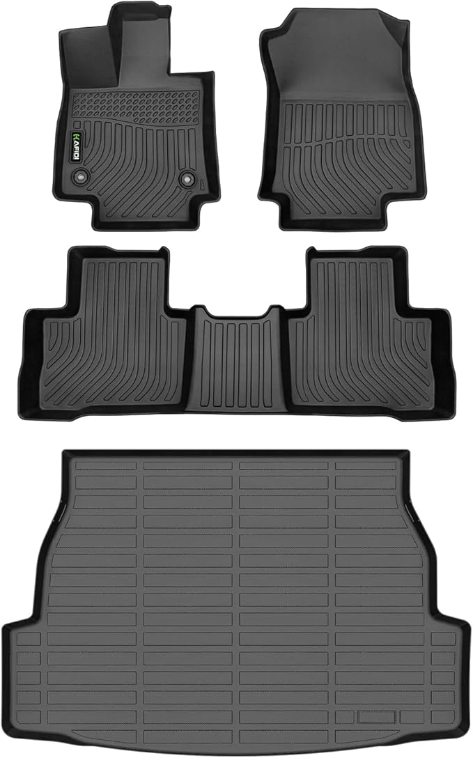 All Weather Car Floor Mats & Cargo Liner for RAV4 Hybrid 2019-2024 2025 Custom Fit Full Set Accessories - Black