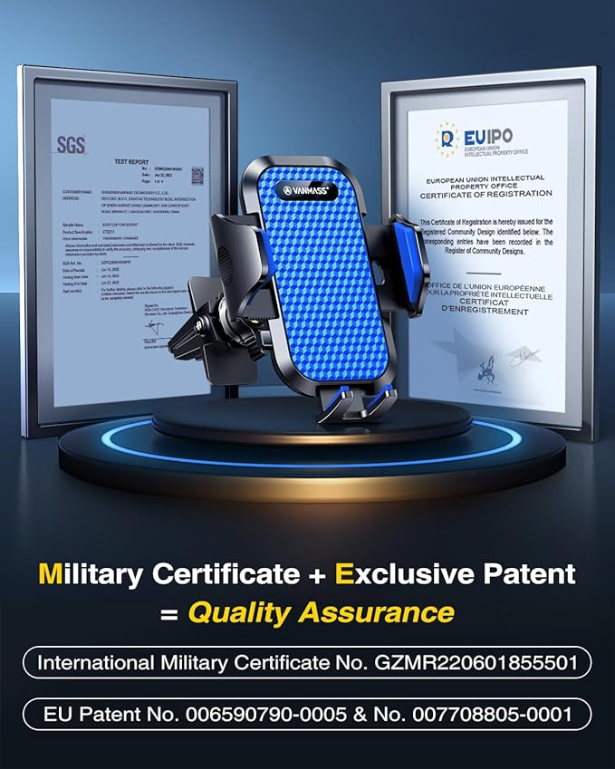 VANMASS [Upgraded] Car Vent Phone Holder Mount Compatible for iPhone 13 Pro Max 12 11 X Xr Xs 8 7 Plus Mini Se Android Mobile Cell Smartphone Universal Vehicle Handsfree Easy Clamp Clip Cradle，Blue