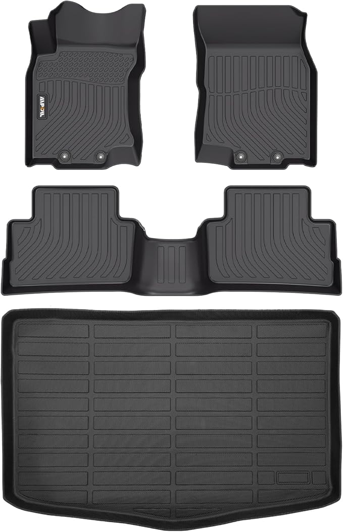 AIPOIL® Floor Mats & Cargo Liner Set for 2017-2022 Nissan Rogue Sport (Only The Lower Floor of The Trunk) All Weather Protection TPE Anti-Slip Automotive Full Set Custom Mats Accessories - Black