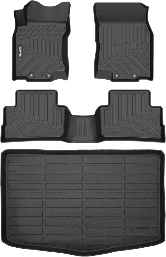 AIPOIL® Floor Mats & Cargo Liner Set for 2017-2022 Nissan Rogue Sport (Only The Lower Floor of The Trunk) All Weather Protection TPE Anti-Slip Automotive Full Set Custom Mats Accessories - Black
