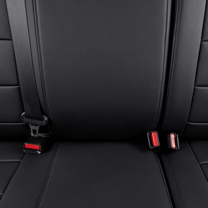 EKR Custom Fit Tacoma Car Seat Covers for Select Toyota Tacoma 2024 2025 2026 Xtra Cab SR -Full Set,Leather(Black)