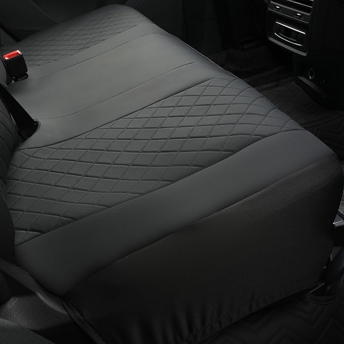 GIANT PANDA Rear Bench Seat Cover for Toyota RAV4, Corolla (Gas 2013–2025, Not Hybrid), Camry, Prius (2010–2025), Faux Leather 60/40 Split Back Seat Protector, Stylish Full Coverage – Black
