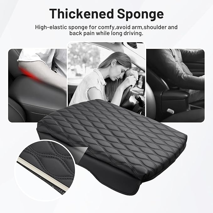 Autorder Center Console Cover for 2019-2025 2026 Dodge Ram 1500/2500/3500 Accessories Armrest Cushion Cover Nappa Leather Middle Console Covers Console Cushion Pad Anti-Scratch(Bucket Seat Only)