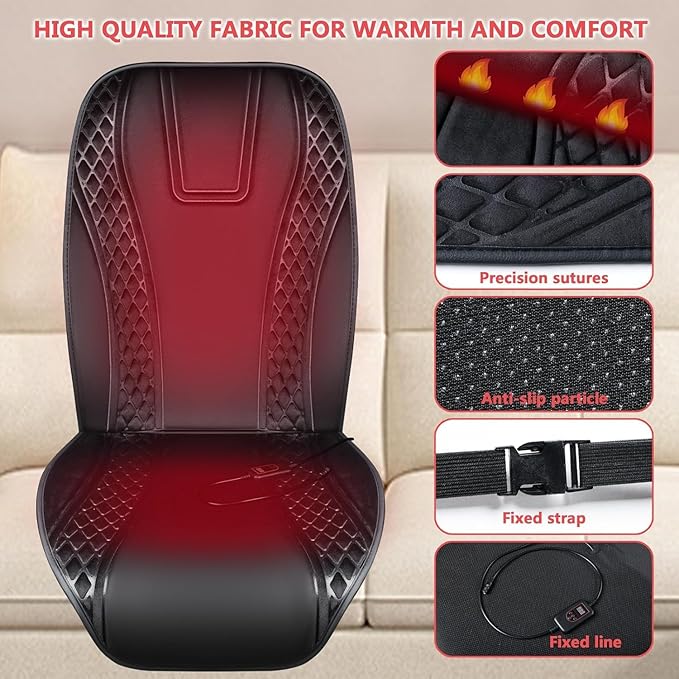 Winter Car Seat Cover Furry Seat Cushion for Car Driver or Passenger Seat Cushion Front Car Seat Covers for Full Back Universal Fit for Car SUV Truck Van, Black
